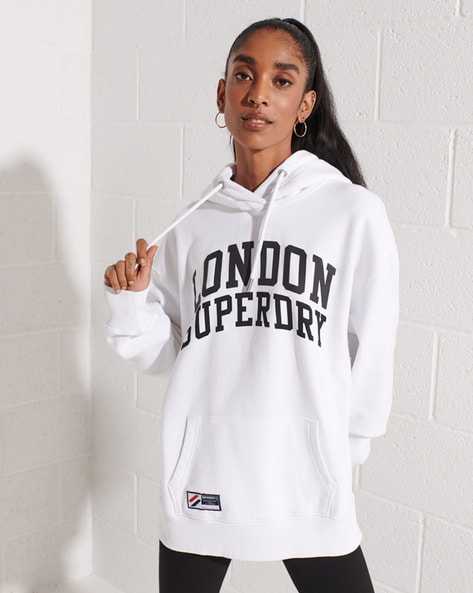 SUPERDRY City College Oversized Hoodie with Kangaroo Pockets For Women (Green, XS)