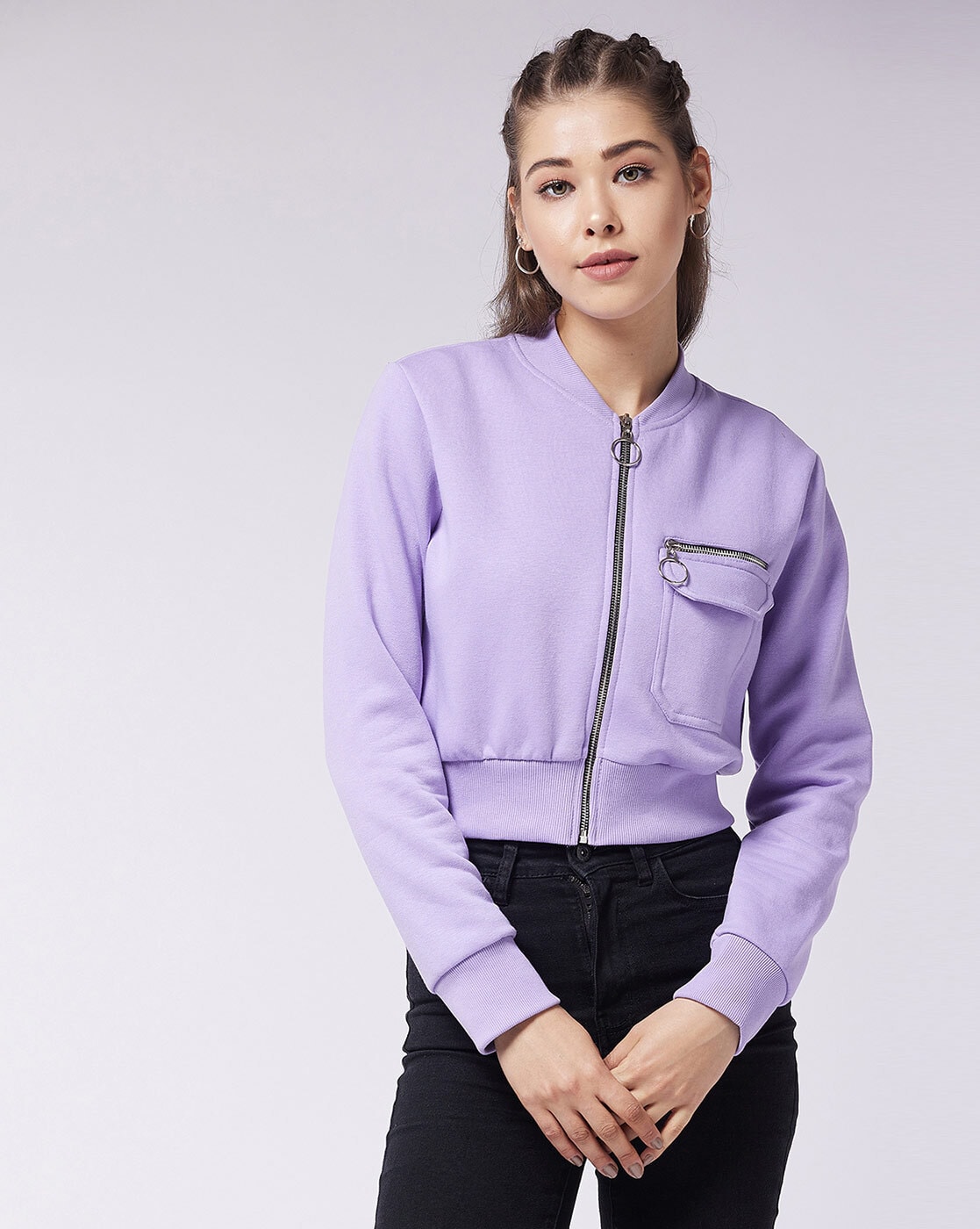 lavender bomber jacket