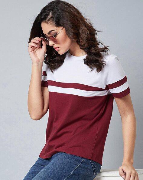 Buy Maroon Tshirts for Women by AUSK 