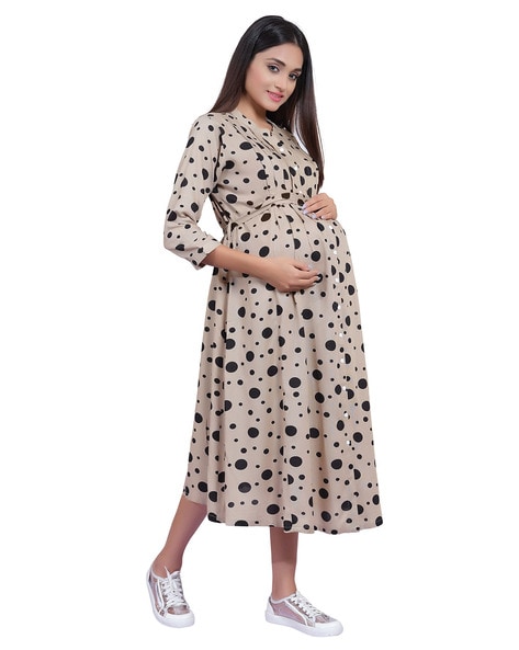 Buy HYPERNATION Blue Floral Printed Women's Maternity Dress(HYPW03610, S)  at Amazon.in