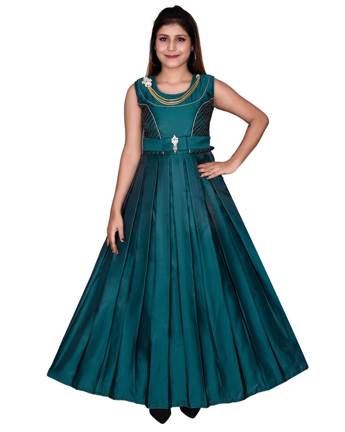 Mia Belle Girls Trailing Tulle Gown | Girls Winter Formal Dress