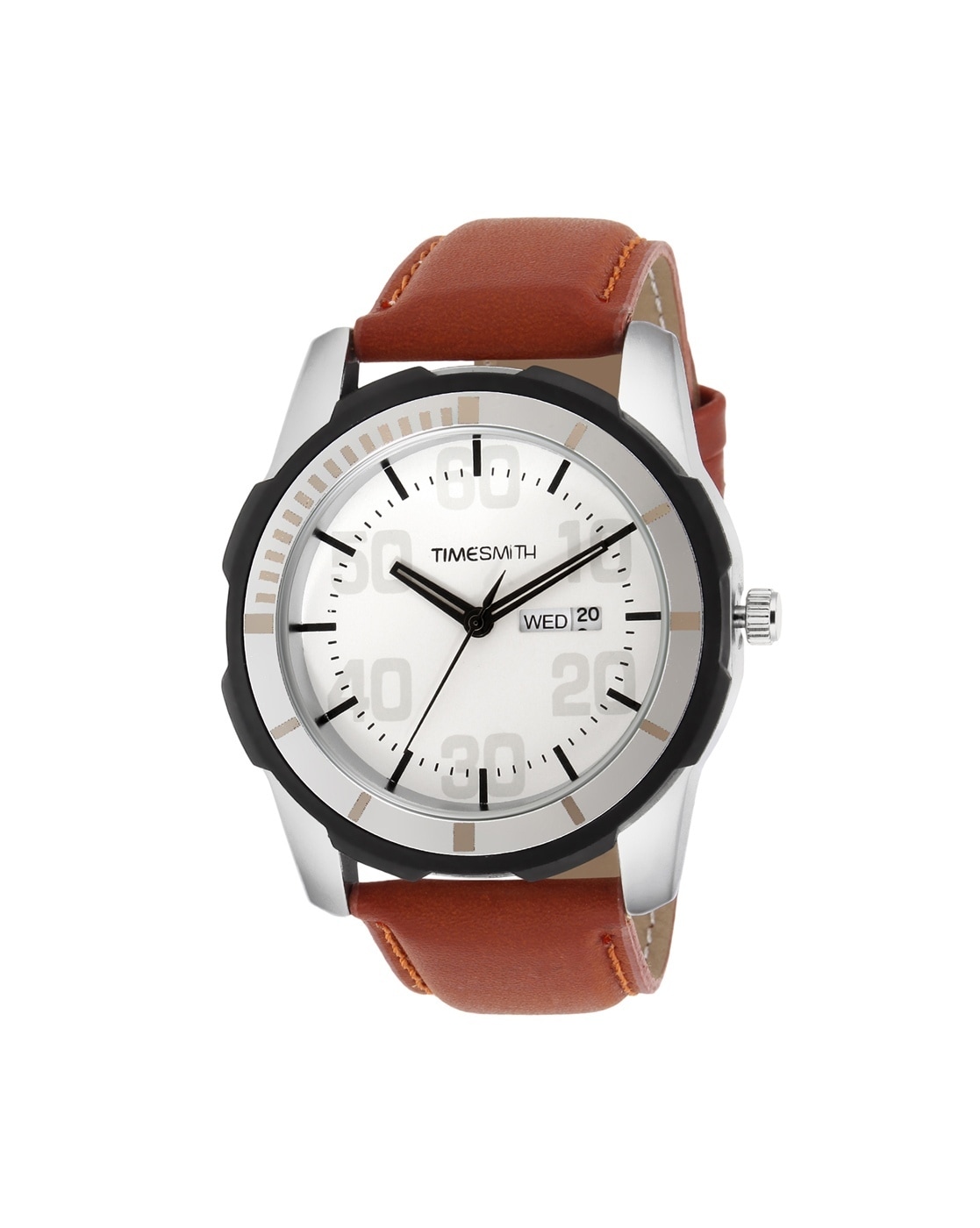 Timesmith White Dial Brown Leather Strap Day Date Analog Analog Watche –  NavaStreet - Europe