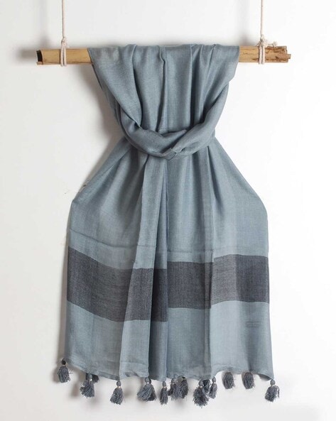 Striped Scarf with Tassels Price in India