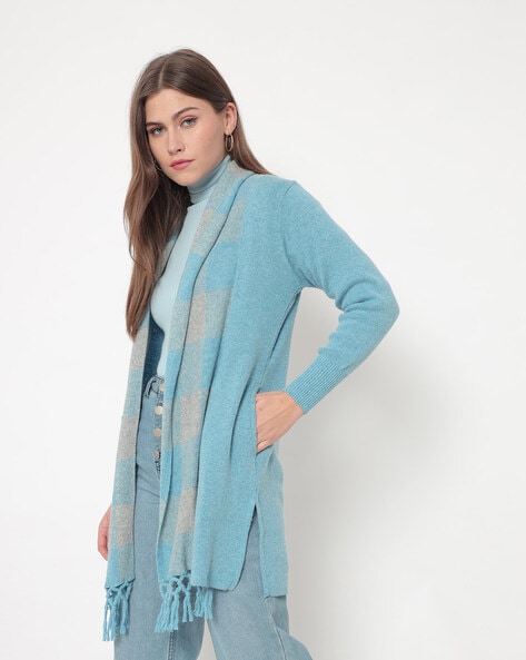 Heathered Front Open Cardigan with Insert Pockets