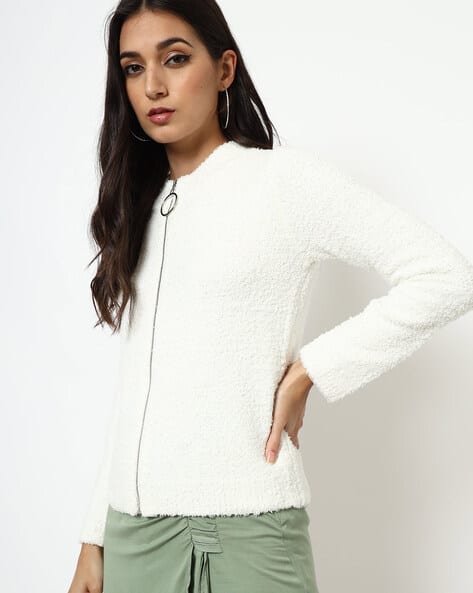 Faux-Fur Zip-Front Cardigan