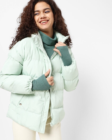 mint green coat womens