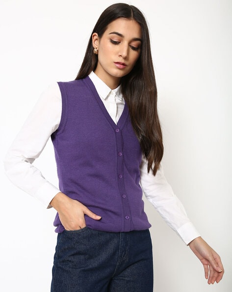 Purple hot sale sleeveless sweater