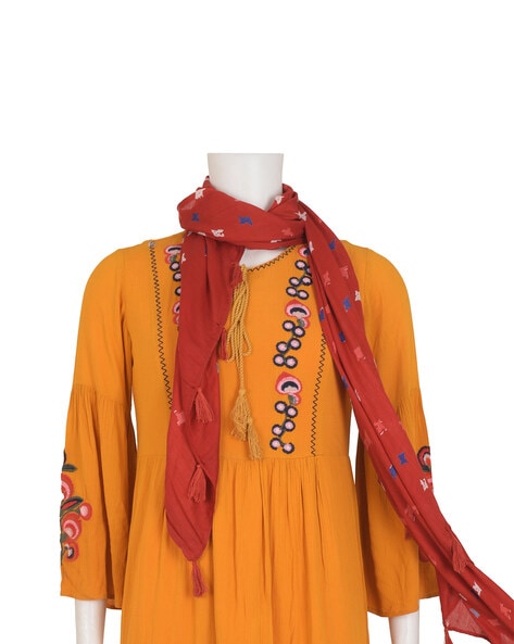 Micro Print Stole with Tassels Price in India