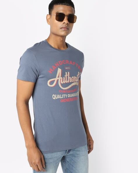 Produkt By Jack & Jones Typographic Print Slim Fit Crew-Neck T-shirt