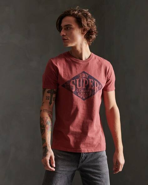 Brick Red Tshirts for Men by SUPERDRY 
