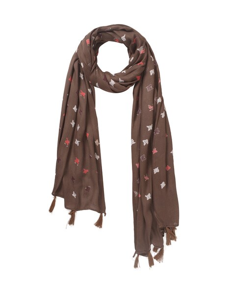 Micro Print Stole with Tassels Price in India
