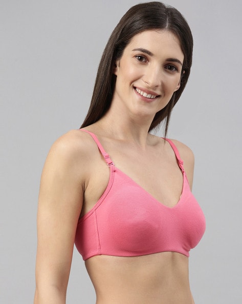  HOMRAA Everyday Sleep Bras, Floral Wirefree Bra Front Button  Closeure Soft T-Shirt Bra Everyday Sports Bras for Middle Aged Women, Fresh  Colors (Color : Pink, Size : 44) : Clothing, Shoes