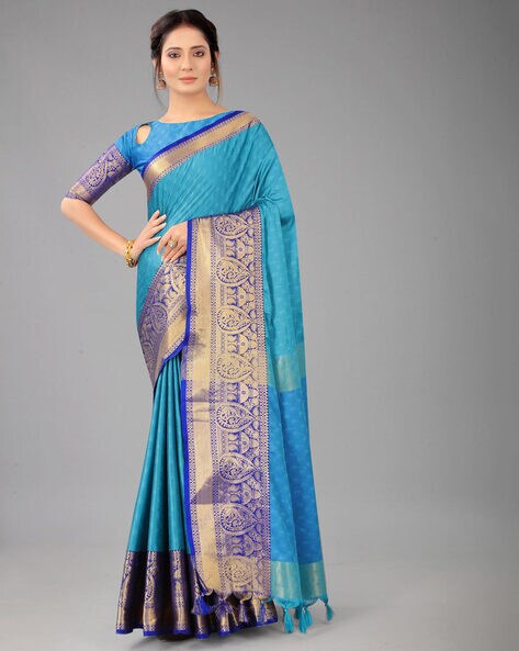 Buy Teal Sarees for Women by Dwini Online