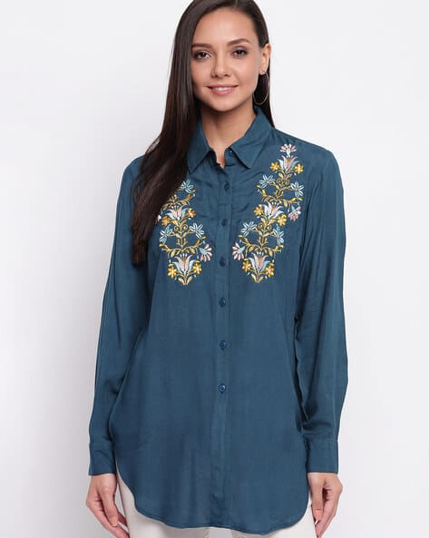 Mayra Floral Embroidered Full Sleeves Shirt