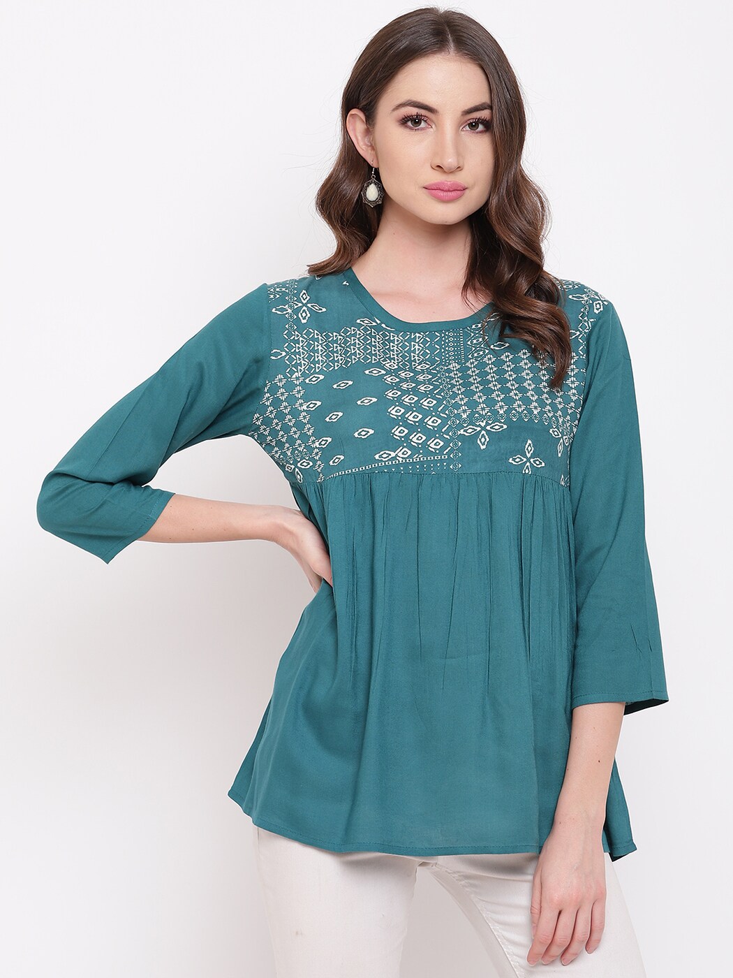 Buy Sea Green Tops for Women by Mayra Online