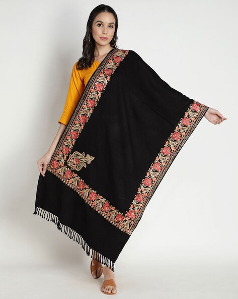 Floral Embellished Stole with Tassels Price in India