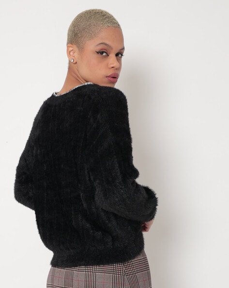 Faux fur hot sale cardigan black