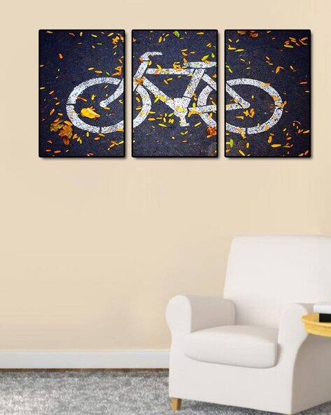 999store Set of 3 Bicycle Print Wall Frames