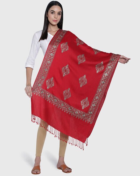 Woven Stole with Frayed Border Price in India
