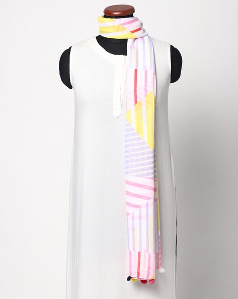 Striped Scarves with Tassels Price in India