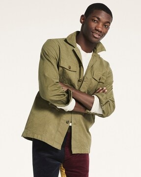 dark green shirt jacket