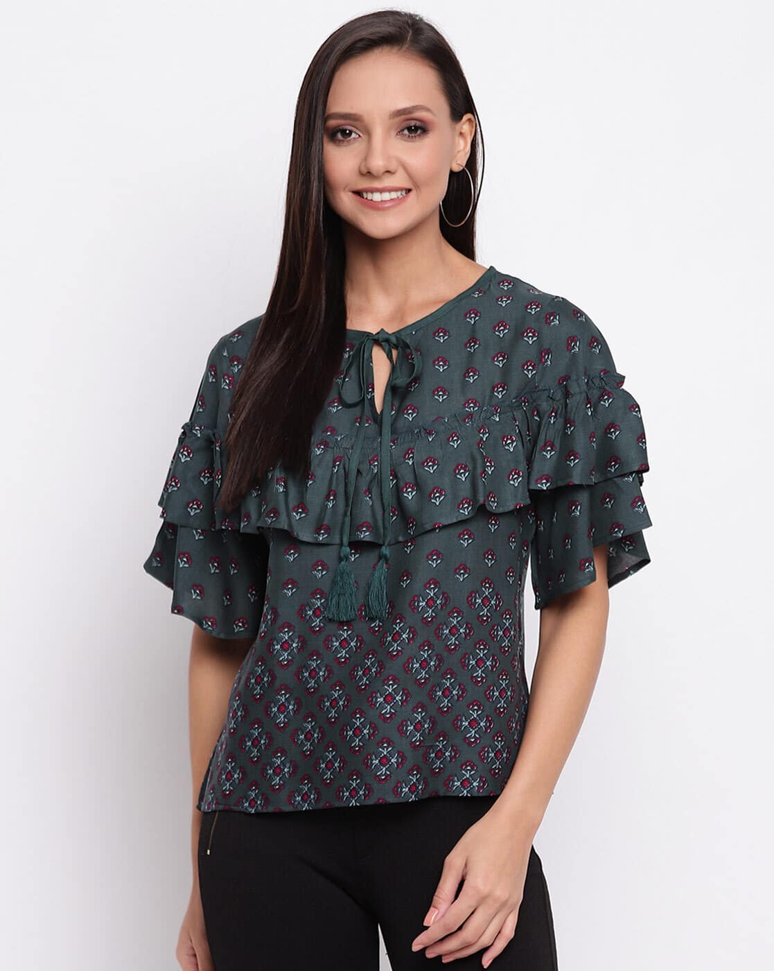 andmary Mew frill tops andmary Mew frill tops Black AM0904 ANDMARY