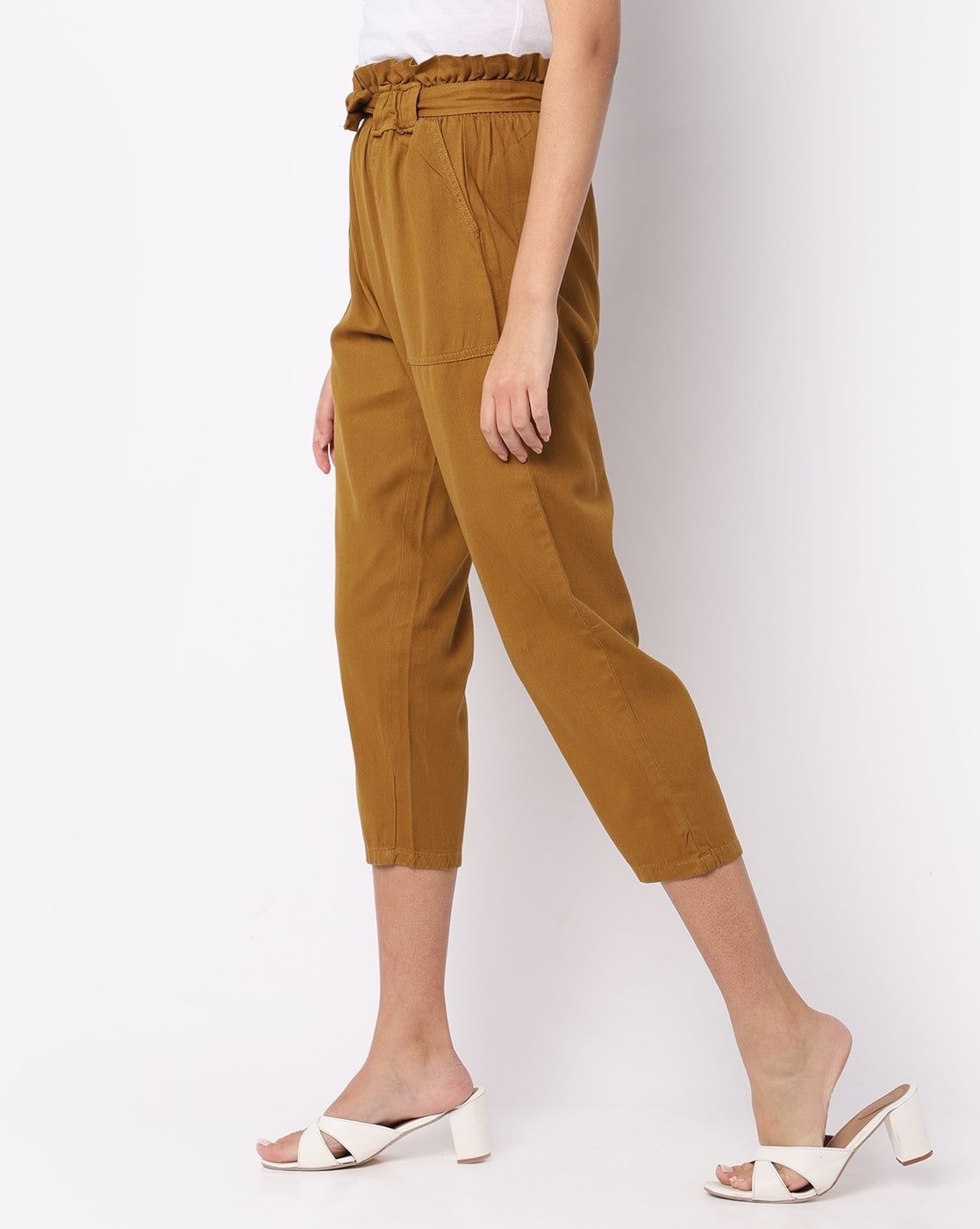 Paperbag trousers with belt - Woman | Mango India
