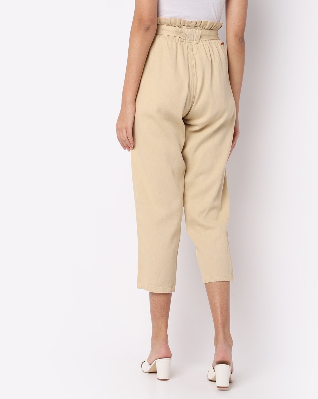 Y.A.S cargo trousers with paperbag waist in beige | ASOS