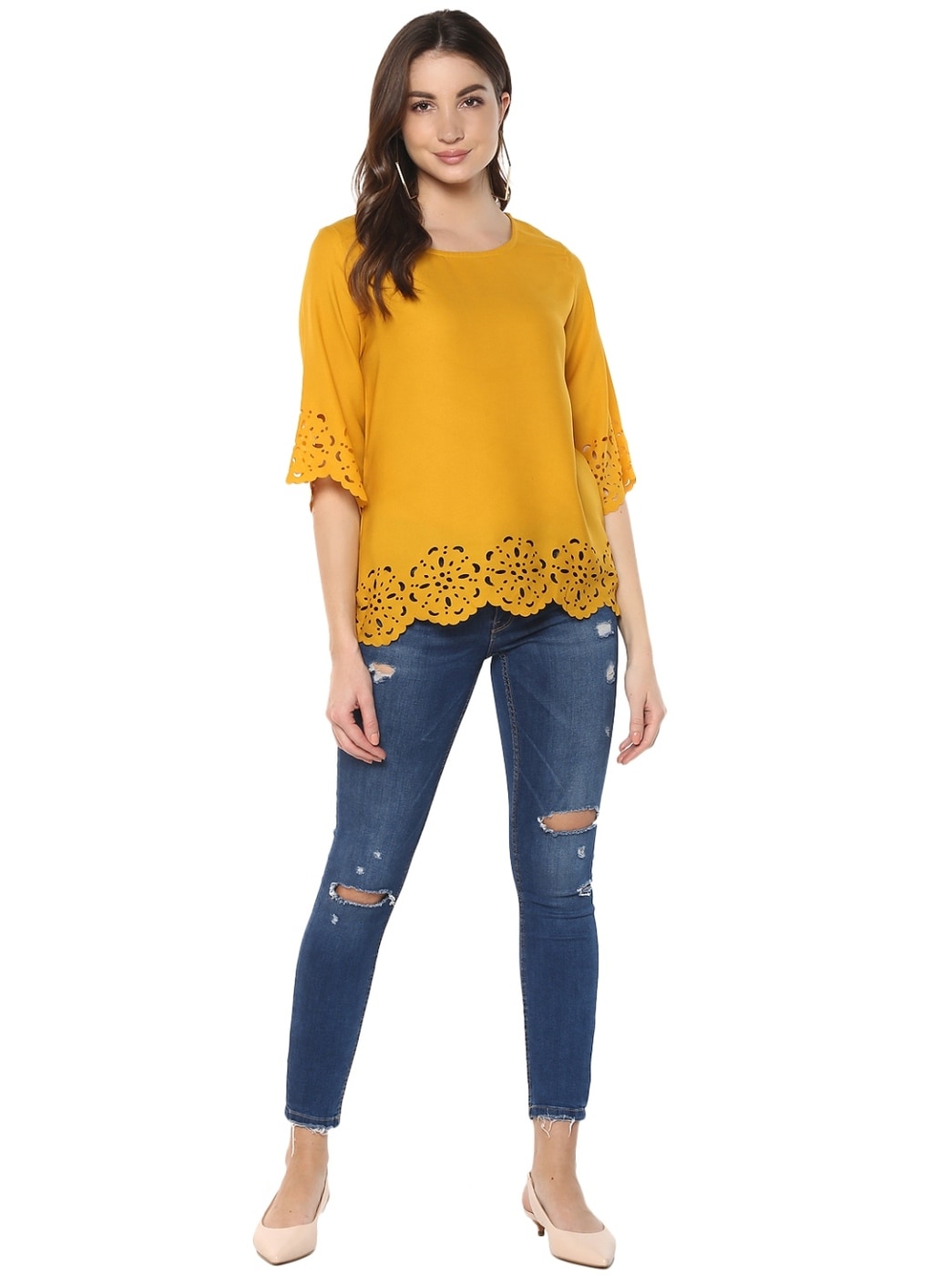 Buy Yellow Tops for Women by Mayra Online 