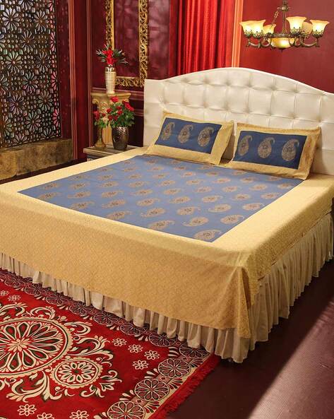 Blue Bedsheets For Home Kitchen, Paisley King Bed Sheets