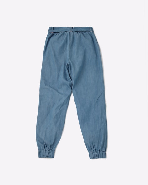 Kids Cave Relaxed Girls Blue Trousers - Buy Kids Cave Relaxed Girls Blue  Trousers Online at Best Prices in India