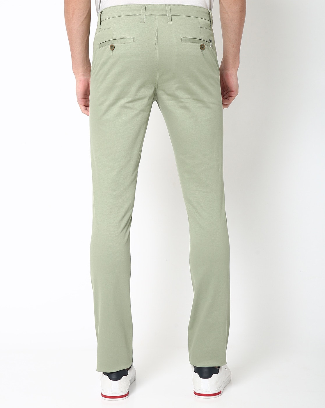 Solid Color Cotton Silk Pant in Olive Green  BJG44