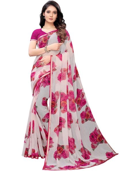 Buy Chiffon Saree In Red Color Online | Sarees | Ranas