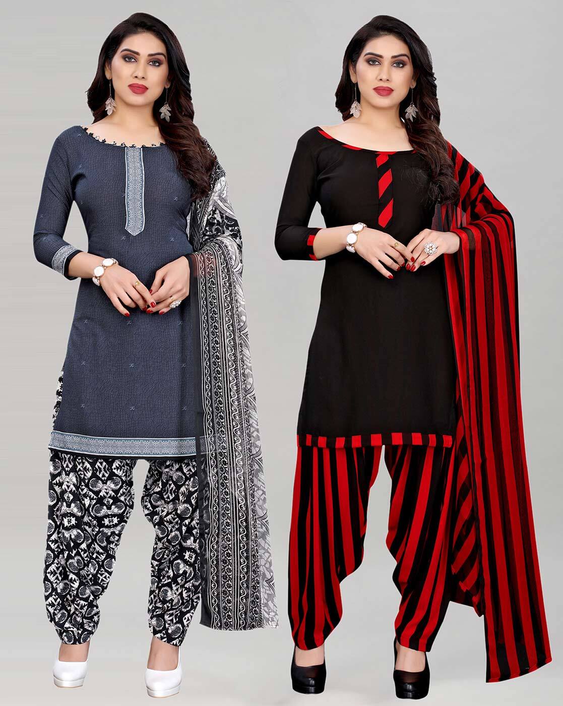 Buy Grey Dress Material for Women by SATRANI Online