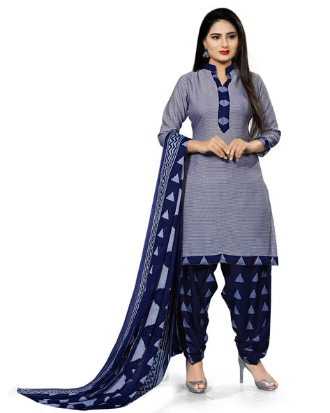 Buy Grey Dress Material for Women by SATRANI Online