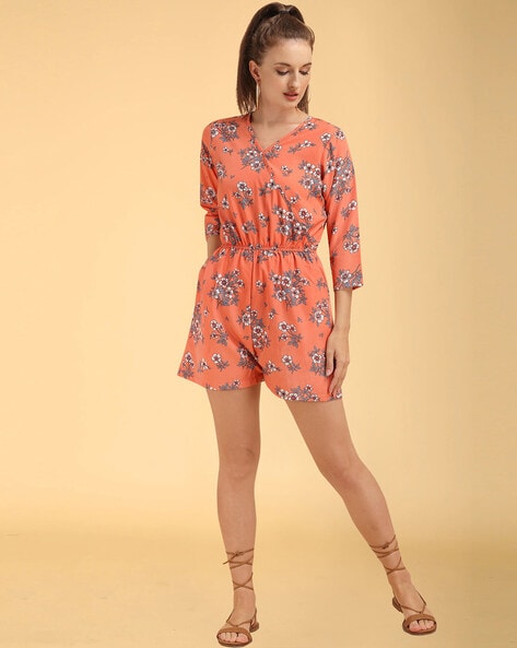 Orange store print playsuit