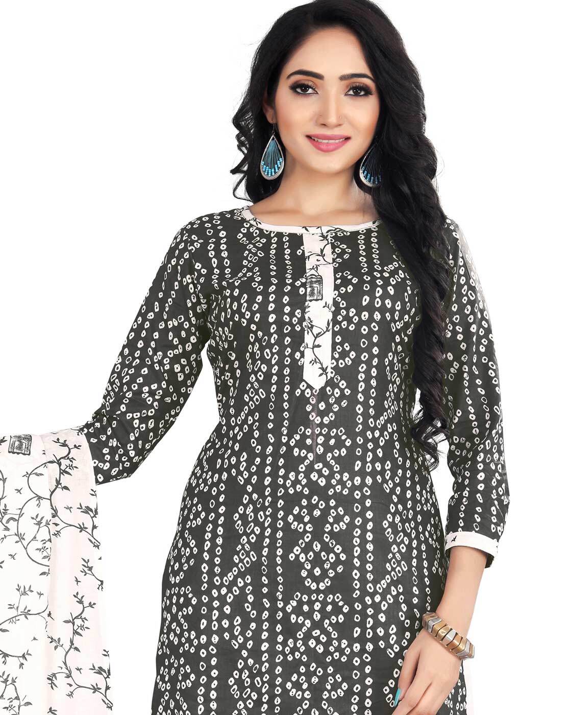 Buy Grey Dress Material for Women by SATRANI Online