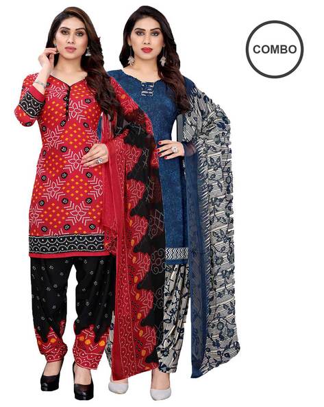 Pack of 2 Printed Unstitched Dress Materials Price in India