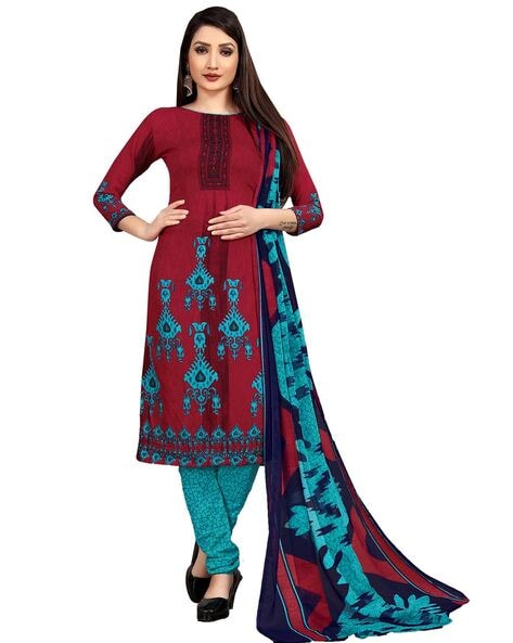 Printed 3-piece Unstitched Dress Material Price in India