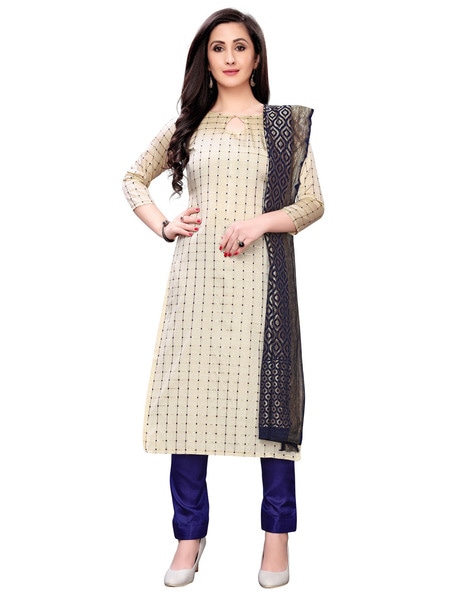 Checked Unstitched Dress Material Price in India