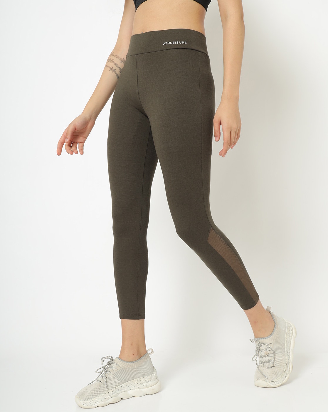 Buy WEEKEND WORKOUT HUGGED FIT OLIVE GREEN YOGA PANTS for Women Online in  India