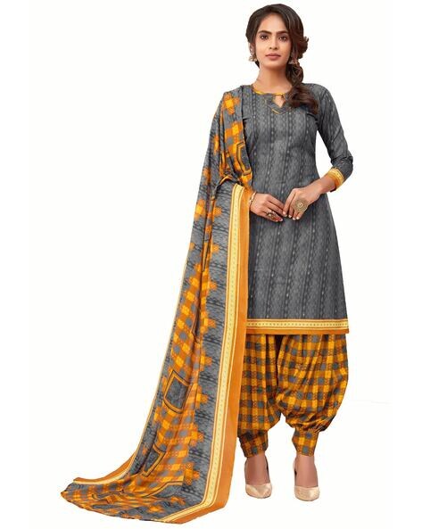 Printed 3-piece Unstitched Dress Material Price in India