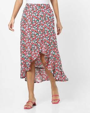 Womens Dress,Women Flower Print Pleated Midi Skirt A-line Elastic