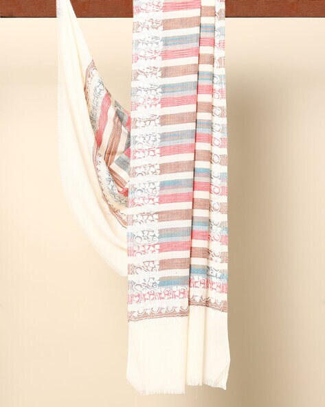 Amritsar Woven Striped Shawl with Embroidery Price in India