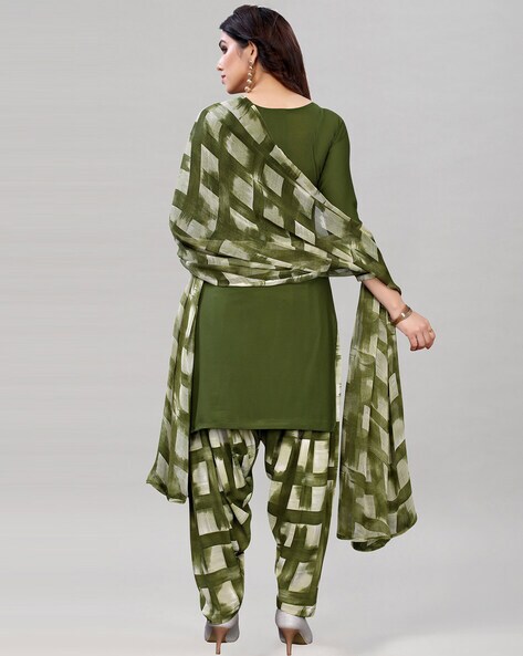 Buy Olive Green Rehsamkari Embroidered Designer Palazzo Suit In AUSTRALIA