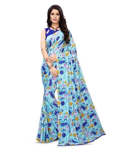 Buy Blue Sarees for Women by SATRANI 