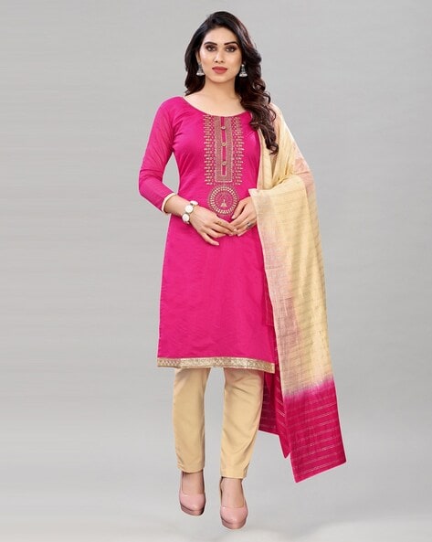 Embellished Unstitched Dress Material Price in India