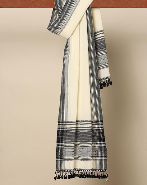Kutch Handloom Pure Wool Tassel Shawl 80" x 24" Price in India