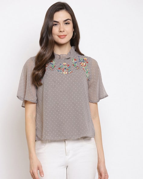 Floral Tops Myntra Shopping For Women's Tops Buy Grey Tops