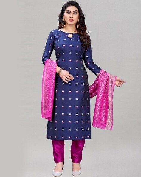 Textured 3-piece Unstitched Dress Material Price in India